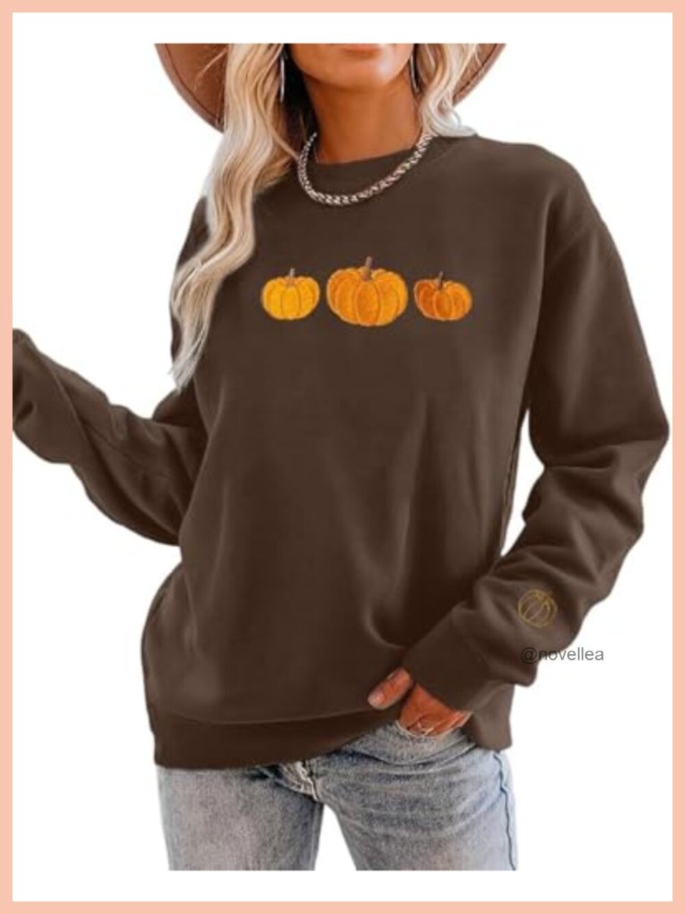 Pumpkin Graphic Sweatshirt Crewneck Long Sleeve Top